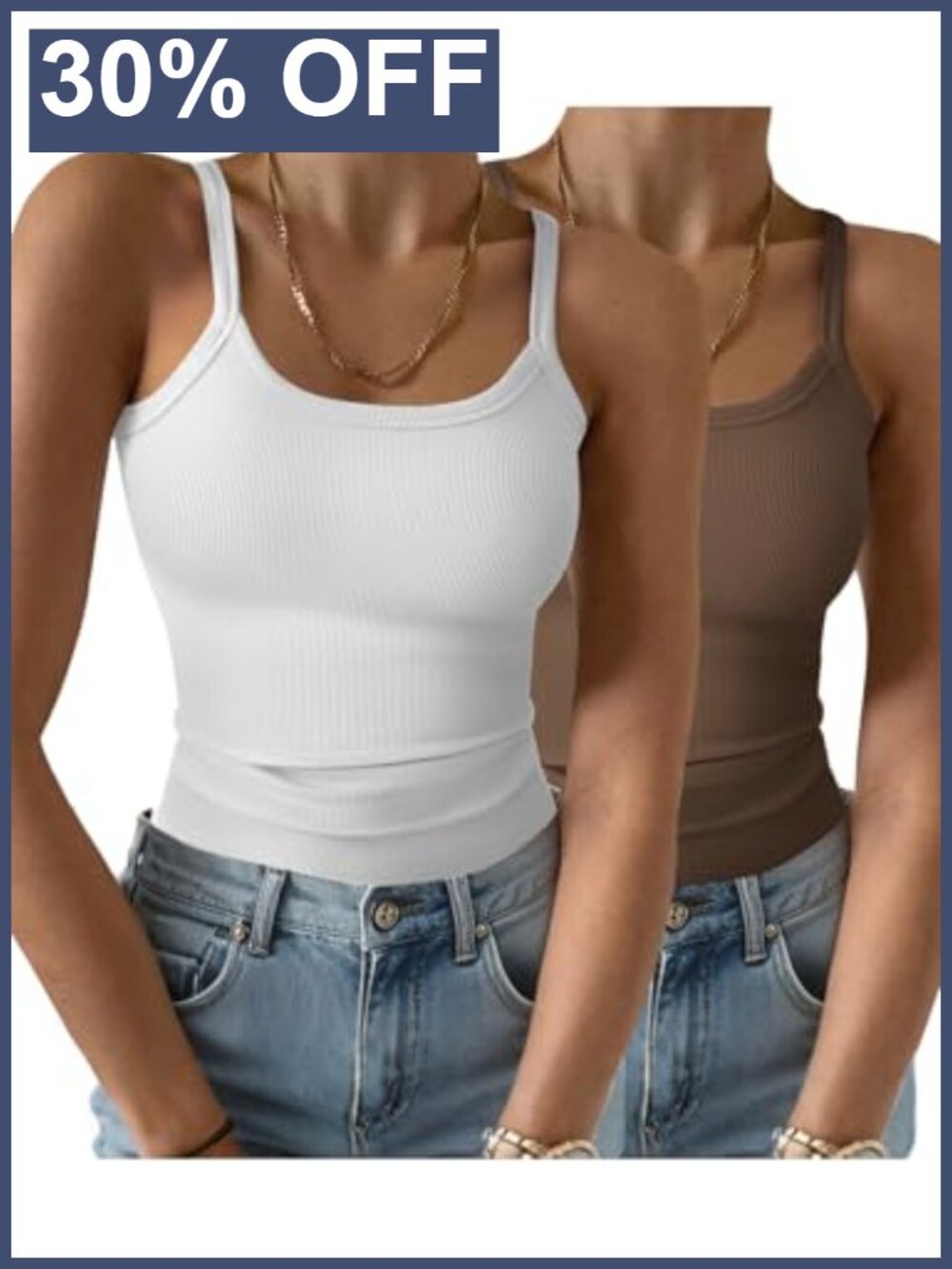 Ribbed Tank Top Spaghetti Strap Scoop Neck Slim Fit Sleeveless Basic Camisole